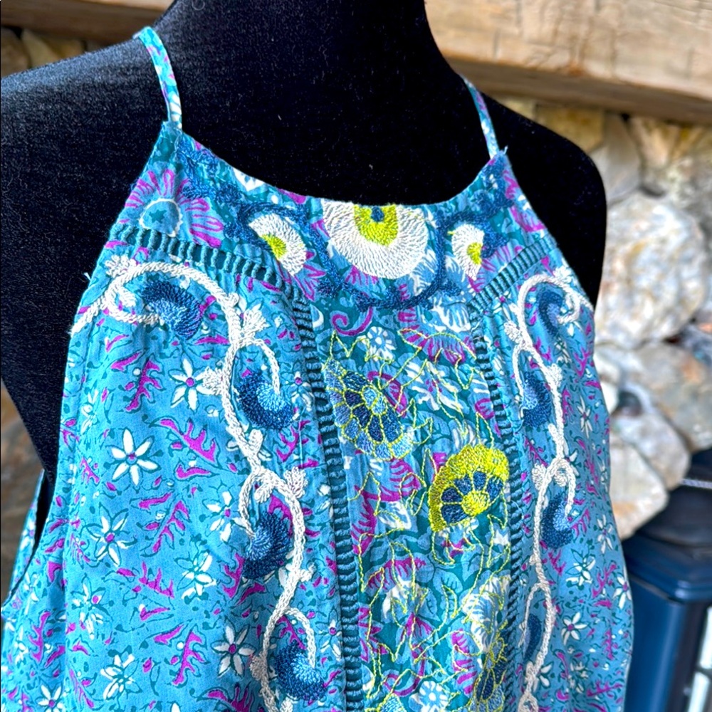 Anthropologie Boho Floral Embroidered Tank Top - Size 12 - Picture 16 of 16